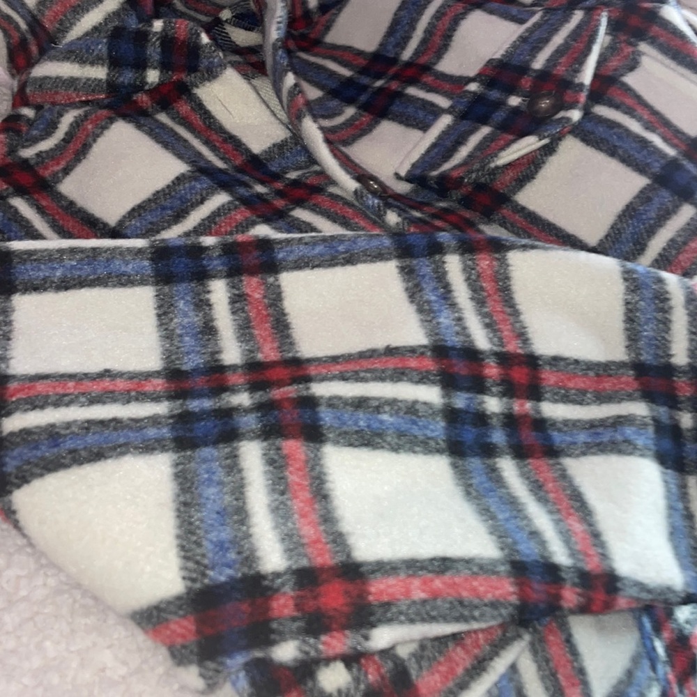 Fashion Nova Blue and Red Striped Oversize Jacket (Mid-Length)